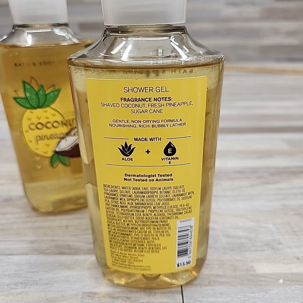 BATH & BODY WORKS COCONUT PINEAPPLE SHOWER GEL X 2, & Fragrance Mist Lot - Picture 3 of 7